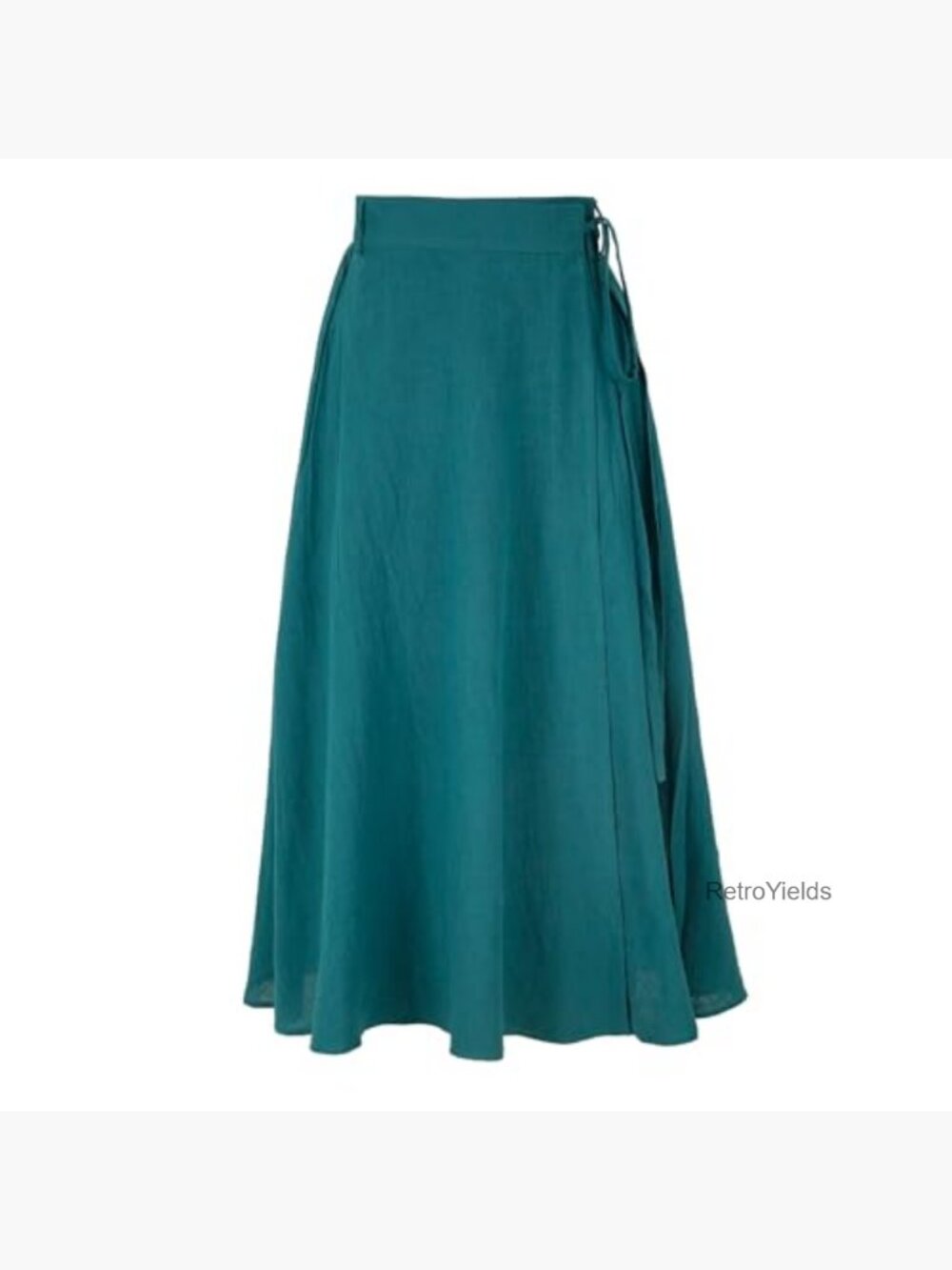 Linen Wrap Maxi Skirt with Pockets A-Line Casual - Picture 3 of 7